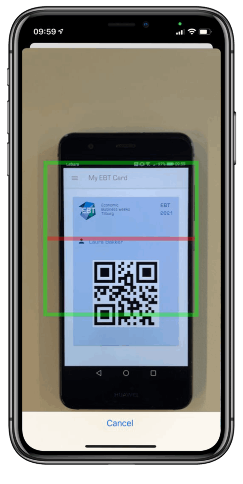 EBT app — QR-scanner voor de organisatie